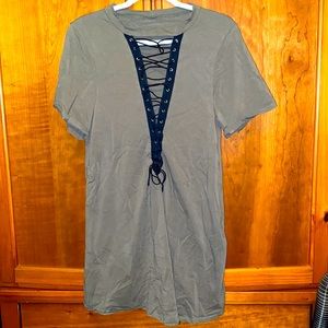 Olive green, lace-up top